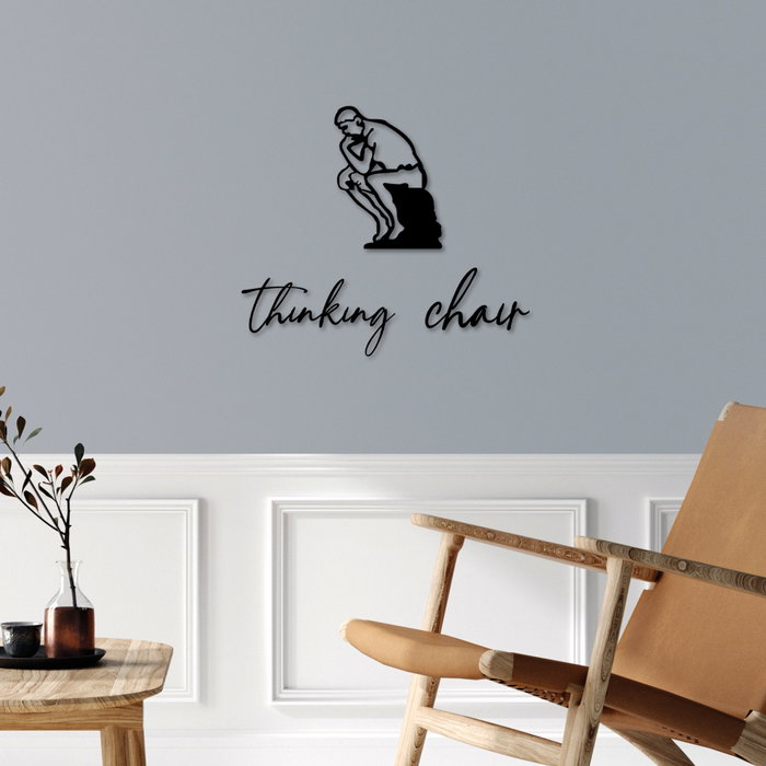 Wallity Thinking Chair Escultura de Pared de Metal Negro
